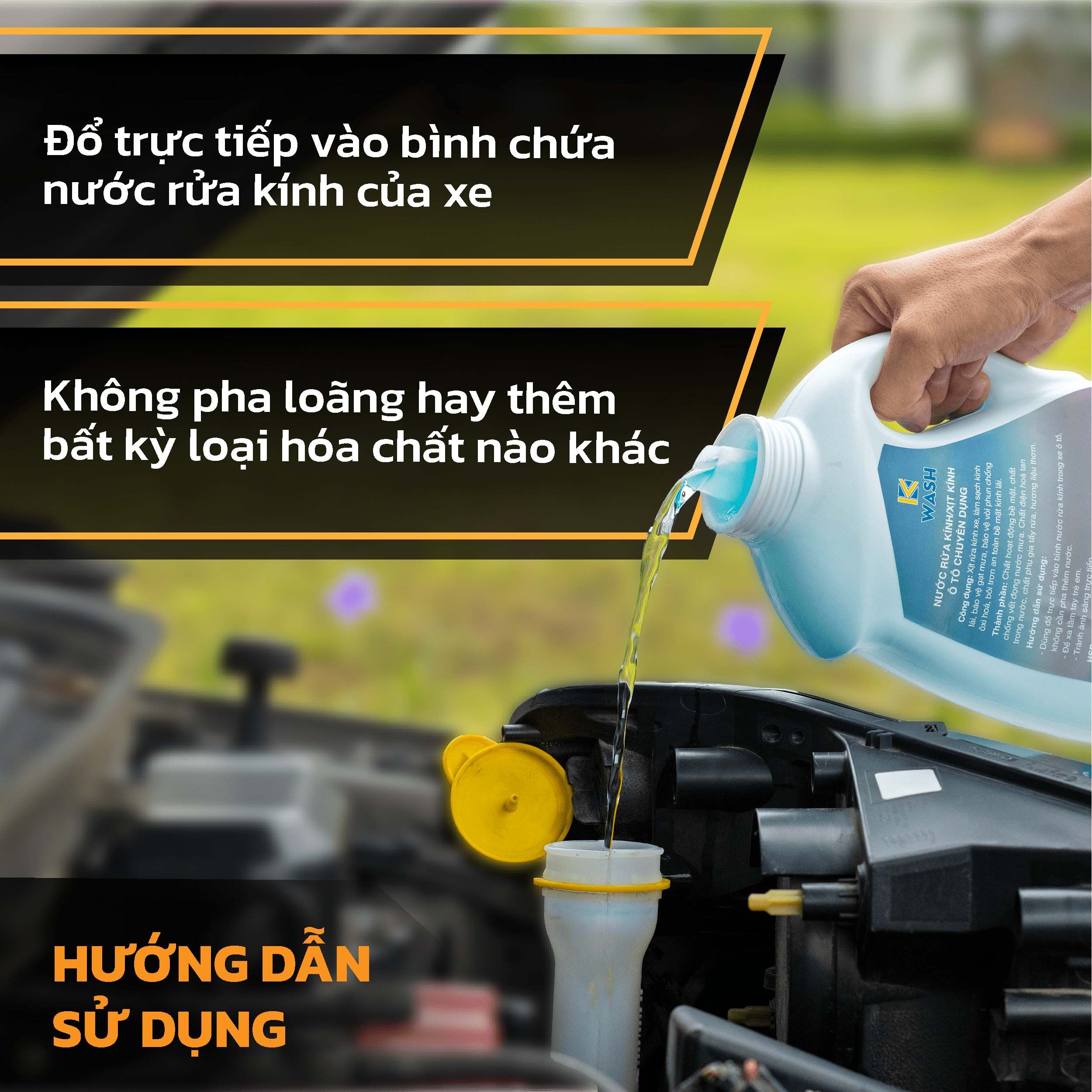 Nước rửa kính ô tô chuyên dụng KWASH 2L