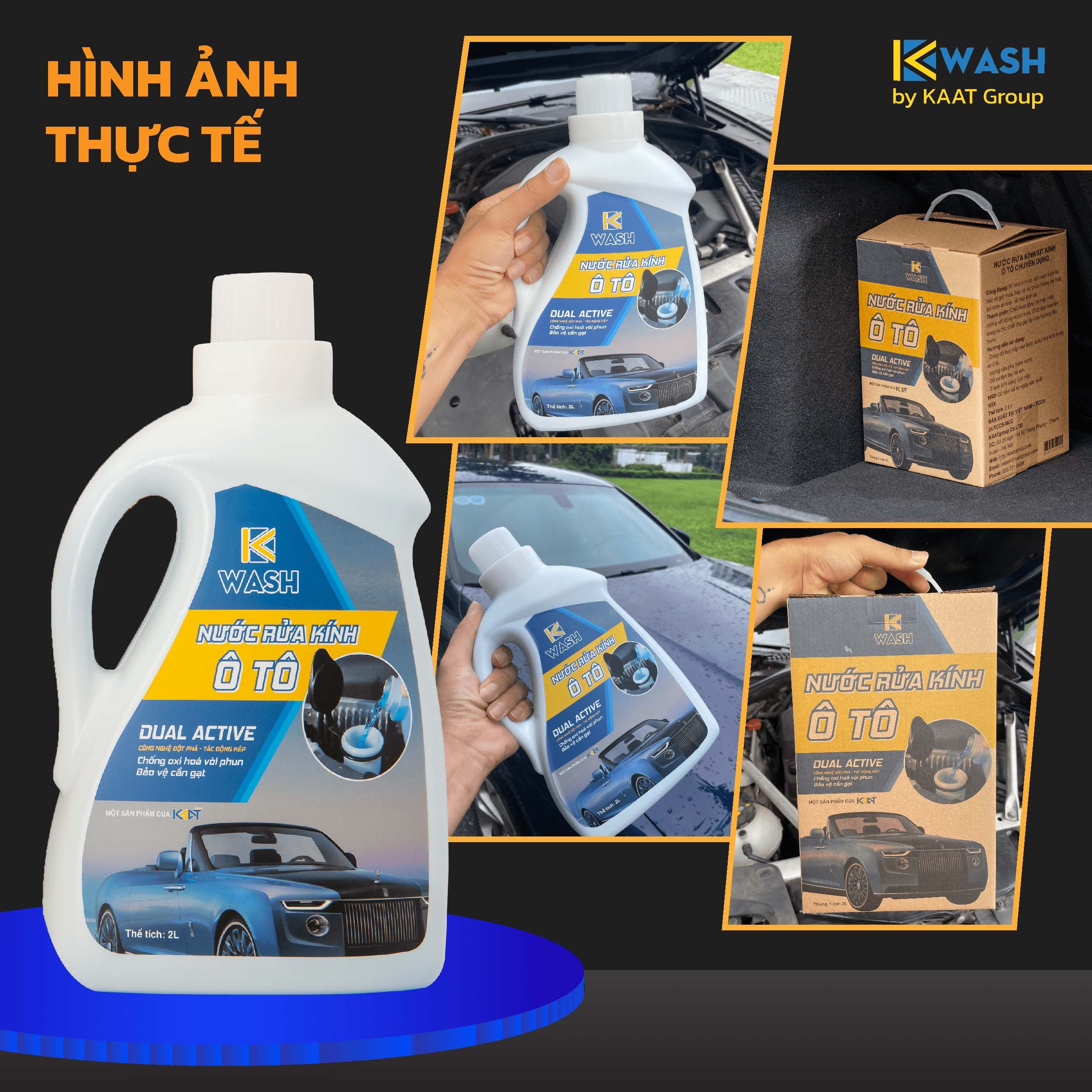 Nước rửa kính ô tô chuyên dụng KWASH 2L