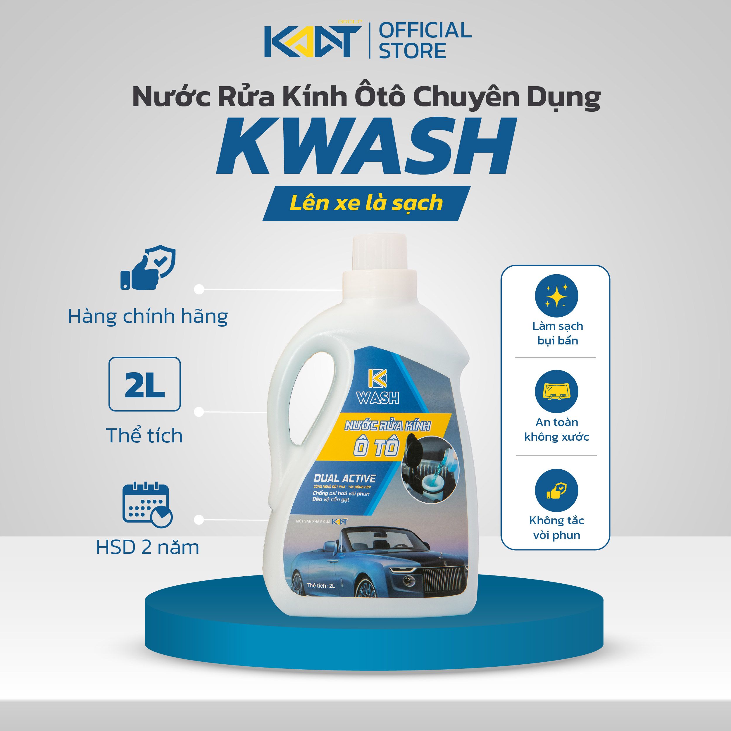 Nước rửa kính ô tô chuyên dụng KWASH 2L